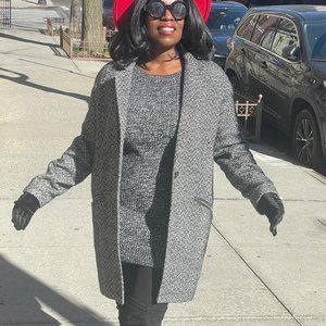 WHBM HERRINGBONE COCOON COAT